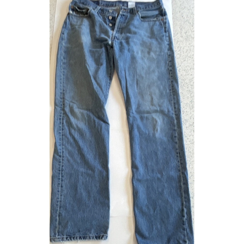 2006 Levi's 501s Men's Blue Denim Jeans Distressed Straight Style Button Closure